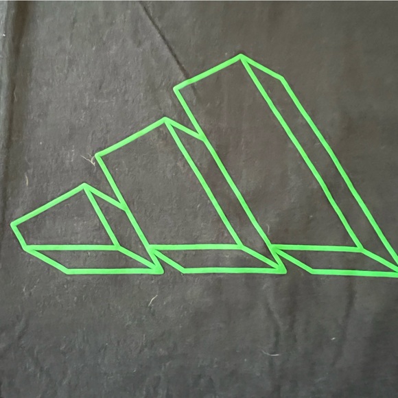 Adidas 2 Youth T-Shirts White with Blue/Grey and Black with Bright Green Symbol - Picture 9 of 13